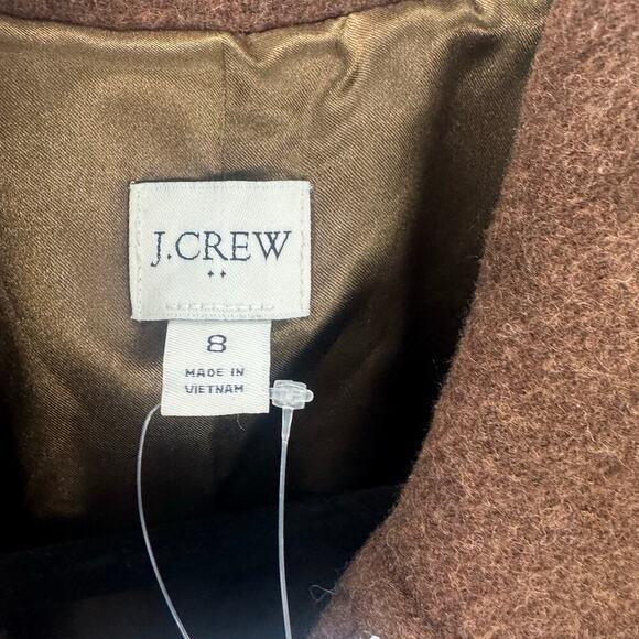 J. Crew Wool-Blend Lined Lady Day Coat Long Sleeve Brown Size 8 NWT - Picture 9 of 12